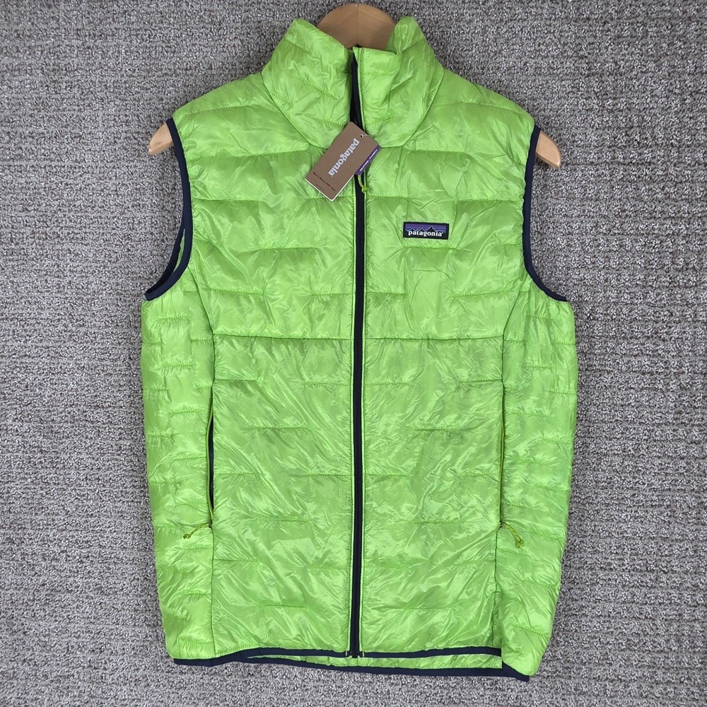 Patagonia Mens Micro Puff Plumafill Vest Green Small‎ New NWT Zip